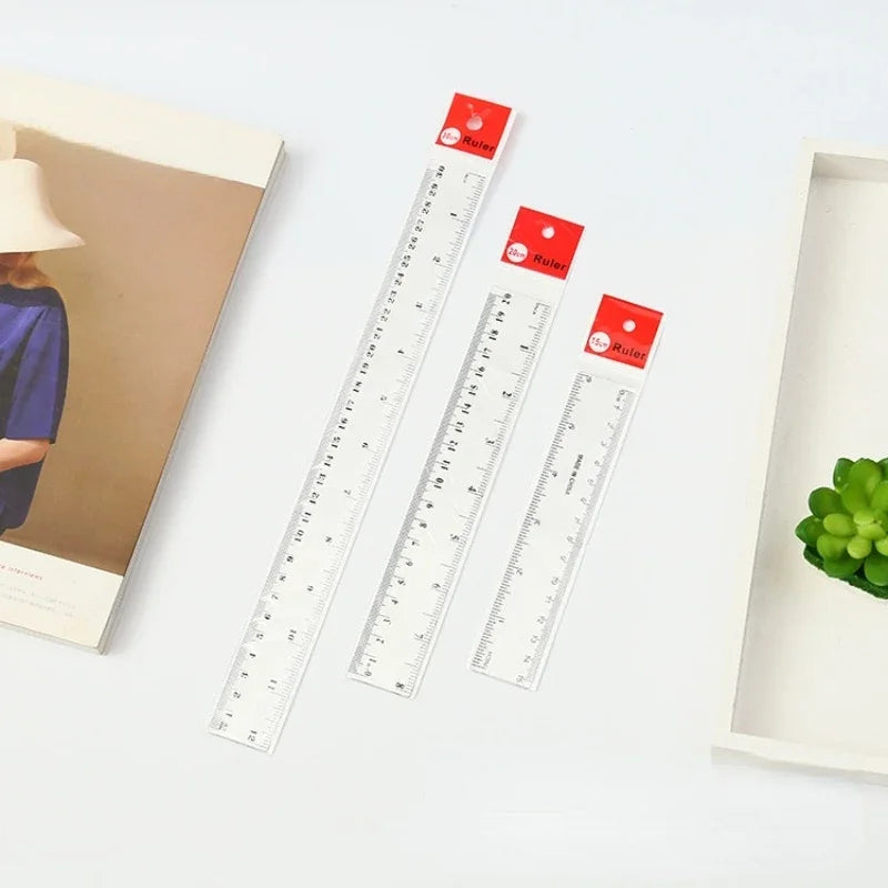 Versatile Transparent Ruler Set for Precision Measuring - 15cm, 20cm, 30cm Sizes Available for School and Office Use